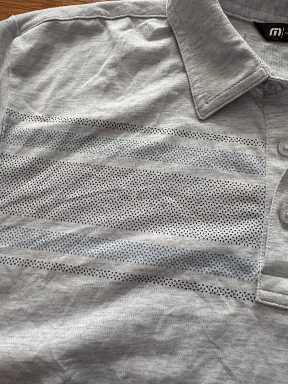 TravisMathew Men’s Heather Gray Polo with Subtle Chest Logo - Picture 6 of 7